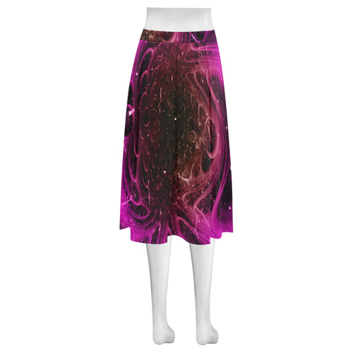Abstract design in purple colors Mnemosyne Women's Crepe Skirt (Model D16)