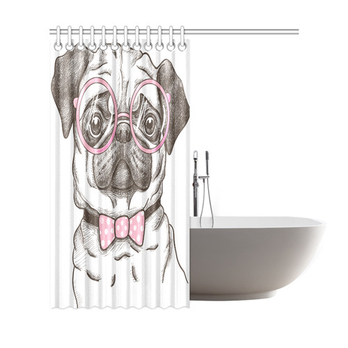 pug in glasses Shower Curtain 69"x72"