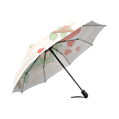 Cute Love Birds Hearts Flowers Auto-Foldable Umbrella (Model U04)