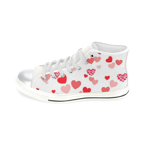 lovely Valentine-Hearts red High Top Canvas Women's Shoes/Large Size (Model 017)