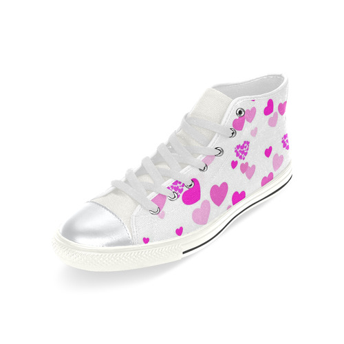 lovely Valentine-Hearts pink High Top Canvas Women's Shoes/Large Size (Model 017)