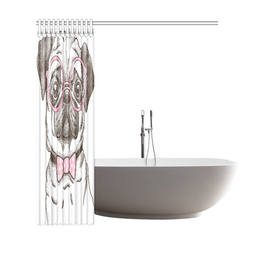 pug in glasses Shower Curtain 69"x72"