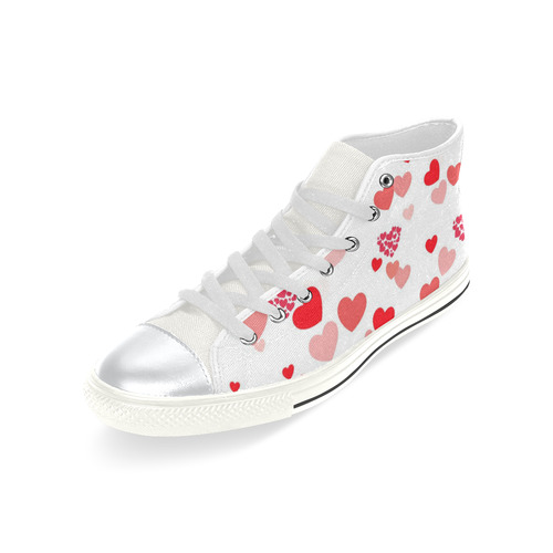 lovely Valentine-Hearts red High Top Canvas Women's Shoes/Large Size (Model 017)