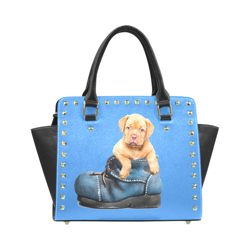 Sweet Puppy in his Blue Shoe Rivet Shoulder Handbag (Model 1645)