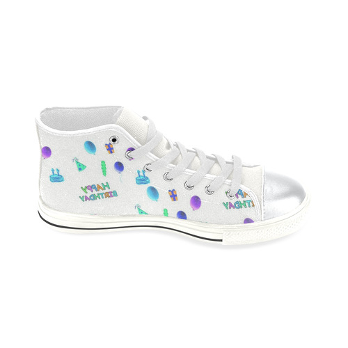 happy Birthday, white High Top Canvas Women's Shoes/Large Size (Model 017)