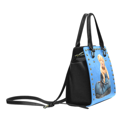 Sweet Puppy in his Blue Shoe Rivet Shoulder Handbag (Model 1645)