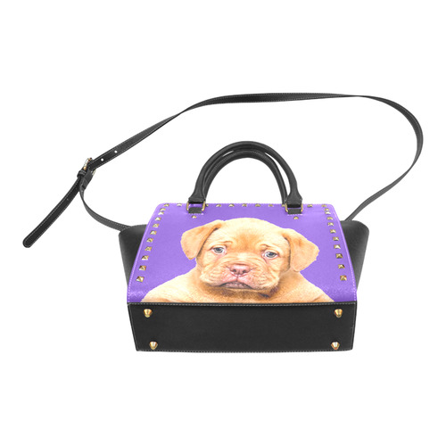 Sweet Puppy in his Blue Shoe Rivet Shoulder Handbag (Model 1645)