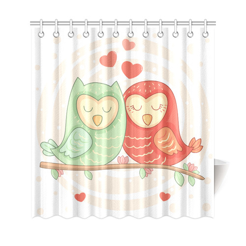 Cute Love Birds Hearts Flowers Shower Curtain 69"x72"