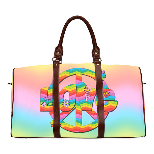 Colorful Love and Peace Background Waterproof Travel Bag/Small (Model 1639)