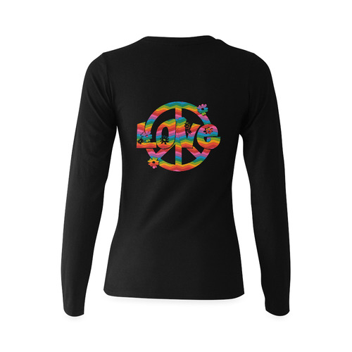 Colorful Love and Peace Sunny Women's T-shirt (long-sleeve) (Model T07)