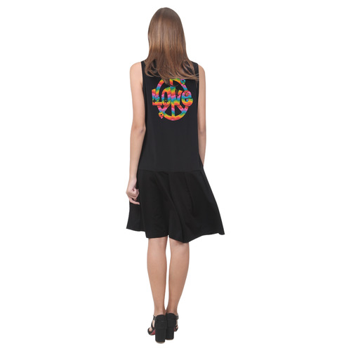 Colorful Love and Peace Sleeveless Splicing Shift Dress(Model D17)