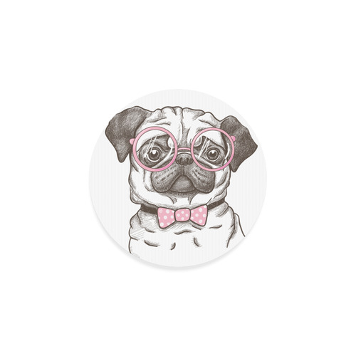 pug in glasses Round Coaster