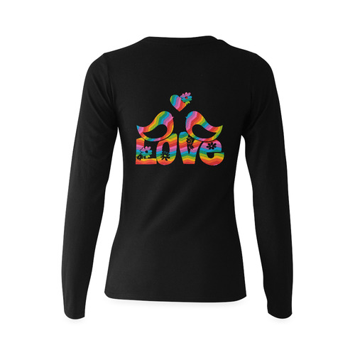 Love Birds with a Heart Sunny Women's T-shirt (long-sleeve) (Model T07)