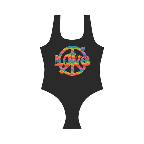 Colorful Love and Peace Vest One Piece Swimsuit (Model S04)