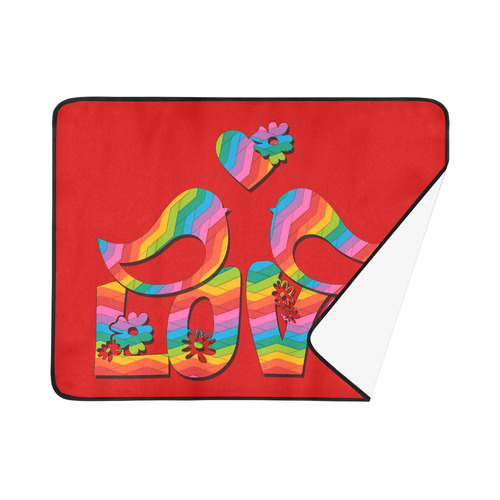 Love Birds with a Heart Beach Mat 78"x 60"