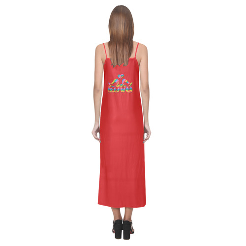 Love Birds with a Heart V-Neck Open Fork Long Dress(Model D18)