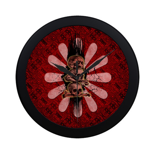 Skulls on a flower Circular Plastic Wall clock