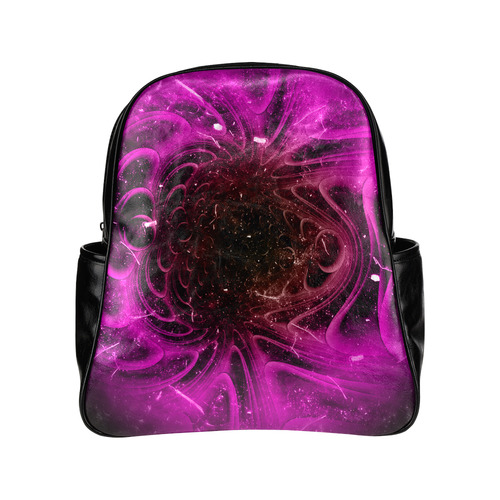 Abstract design in purple colors Multi-Pockets Backpack (Model 1636)