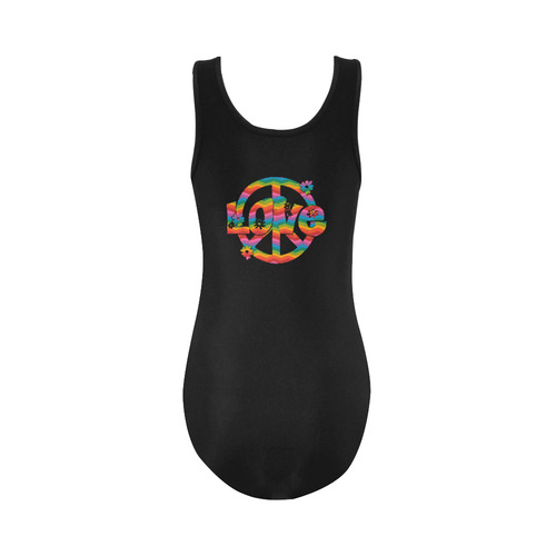 Colorful Love and Peace Vest One Piece Swimsuit (Model S04)