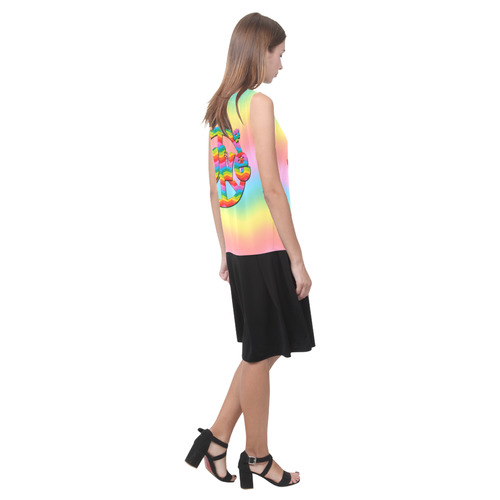 Colorful Love and Peace Background Sleeveless Splicing Shift Dress(Model D17)