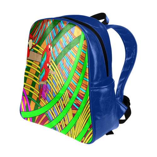 abstract parrot Multi-Pockets Backpack (Model 1636)