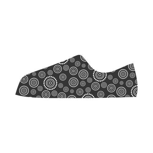 Dots Circle Flower Power Pattern white Microfiber Leather Men's Shoes/Large Size (Model 031)