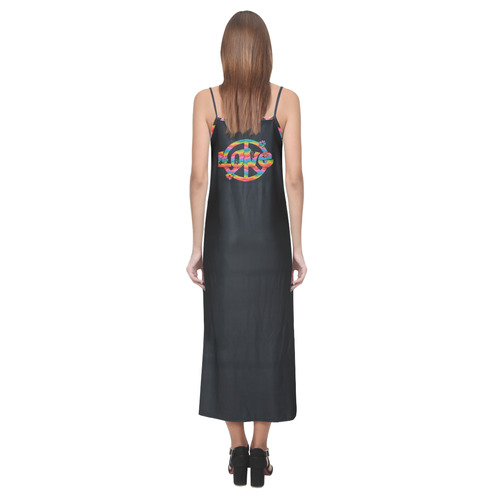 Colorful Love and Peace V-Neck Open Fork Long Dress(Model D18)