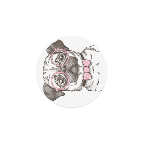 pug in glasses Round Coaster