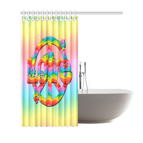 Colorful Love and Peace Background Shower Curtain 69"x72"