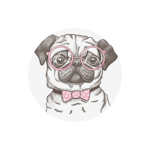 pug in glasses Round Mousepad