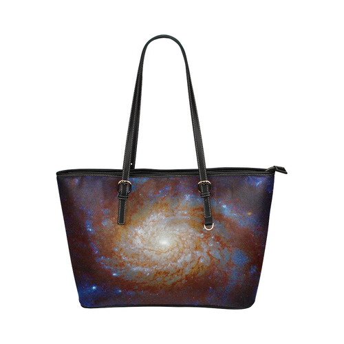 Spiral Galaxy Hubble Telescope Leather Tote Bag/Large (Model 1651)