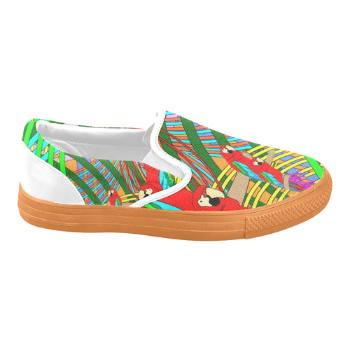 abstract parrot Slip-on Canvas Shoes for Men/Large Size (Model 019)