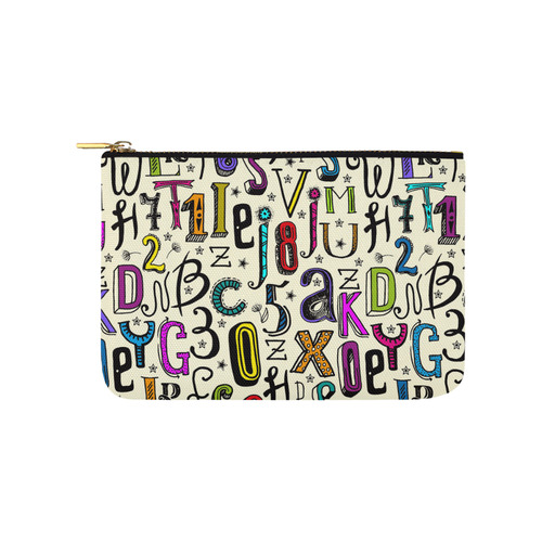 Letters Numbers Stars Typography Pattern Colored Carry-All Pouch 9.5''x6''