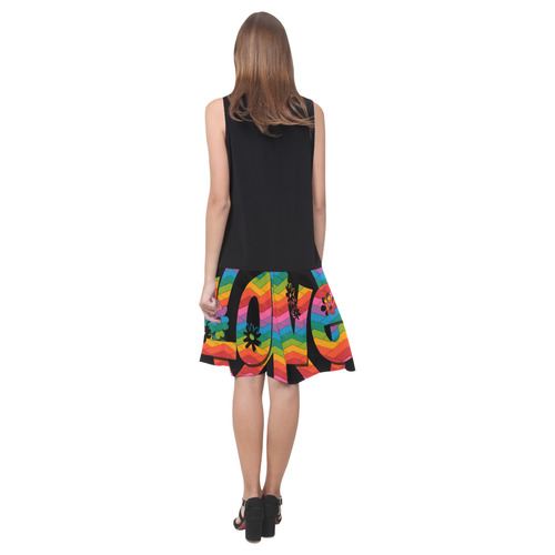 Colorful Love and Peace Sleeveless Splicing Shift Dress(Model D17)