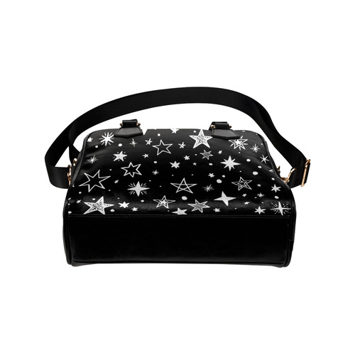 Black Background White Stars Shoulder Handbag (Model 1634)