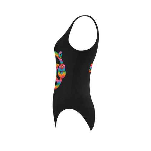 Colorful Love and Peace Vest One Piece Swimsuit (Model S04)