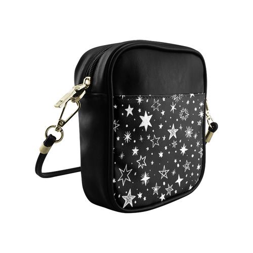Black Background White Stars Sling Bag (Model 1627)