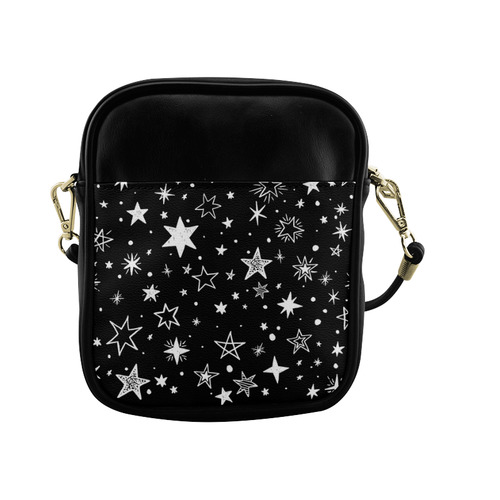 Black Background White Stars Sling Bag (Model 1627)