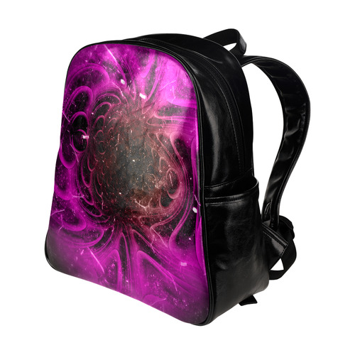 Abstract design in purple colors Multi-Pockets Backpack (Model 1636)