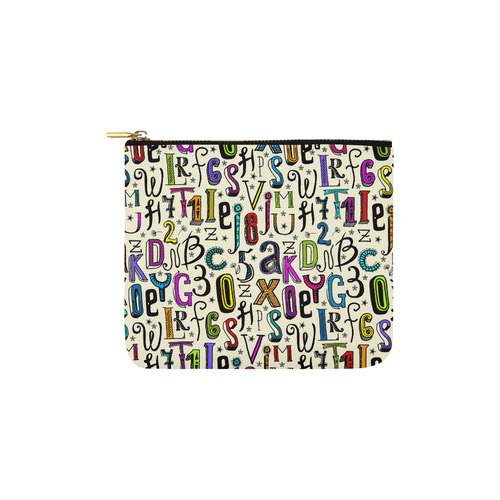 Letters Numbers Stars Typography Pattern Colored Carry-All Pouch 6''x5''