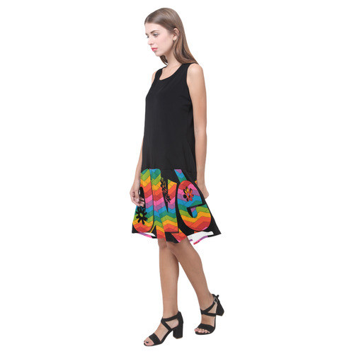 Colorful Love and Peace Sleeveless Splicing Shift Dress(Model D17)