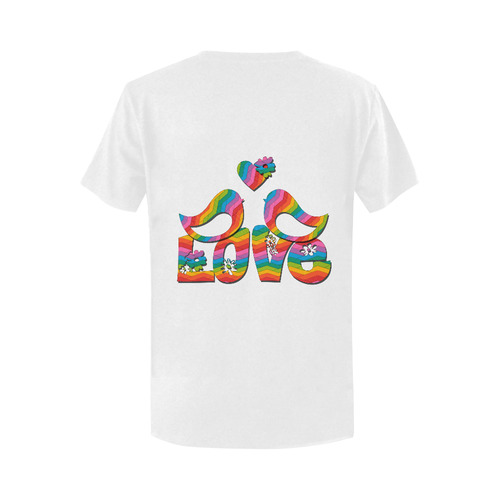 Love Birds with a Heart Women's T-Shirt in USA Size (Two Sides Printing)