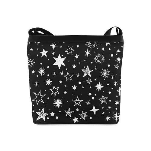 Black Background White Stars Crossbody Bags (Model 1613)