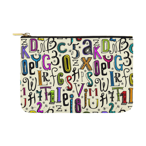 Letters Numbers Stars Typography Pattern Colored Carry-All Pouch 12.5''x8.5''