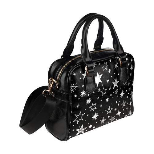 Black Background White Stars Shoulder Handbag (Model 1634)