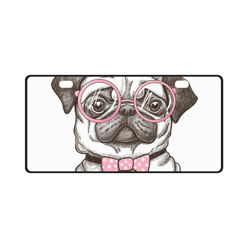 pug in glasses License Plate