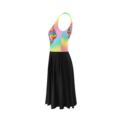Colorful Love and Peace Background Sleeveless Ice Skater Dress (D19)
