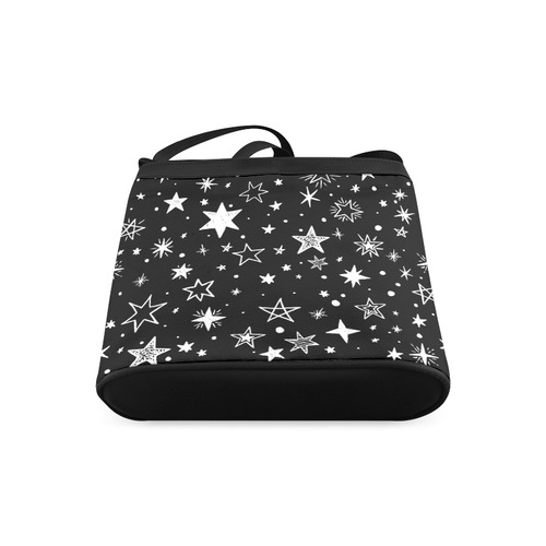 Black Background White Stars Crossbody Bags (Model 1613)