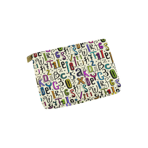 Letters Numbers Stars Typography Pattern Colored Carry-All Pouch 6''x5''