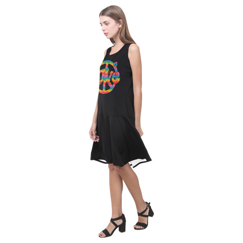 Colorful Love and Peace Sleeveless Splicing Shift Dress(Model D17)